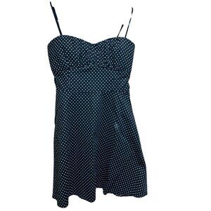 Emerald Sundae Jr 9 Black White Polka Dot Strapless Fit & Flare Dress Cocktail